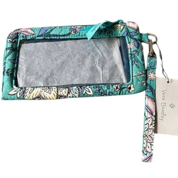 Vera Bradley RFID Tech Wristlet Clear Touch Screen Back - Peacock Garden - Picture 3 of 7
